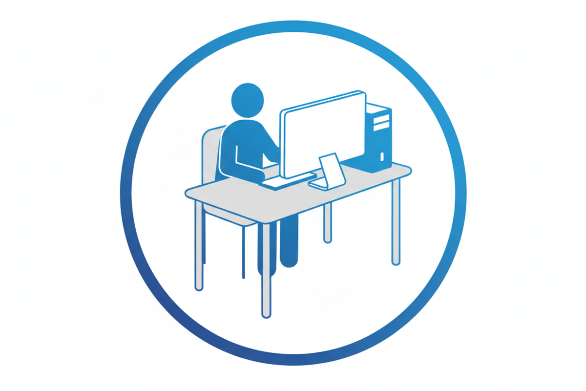 icône homme devant ordinateur